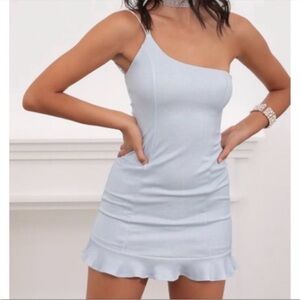 Lucy in the Sky Blue Asymmetrical Ruffled Mini Dress